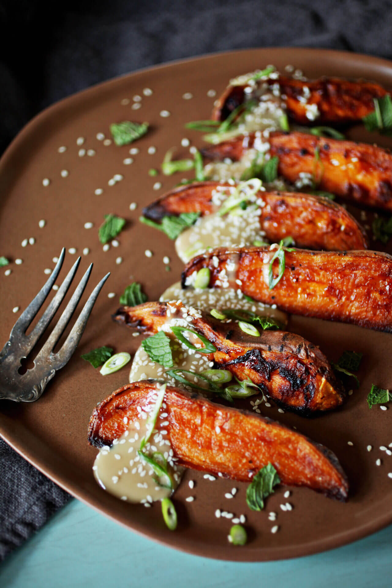 Sweetpotato Wedges with Tahini & Sesame North Carolina