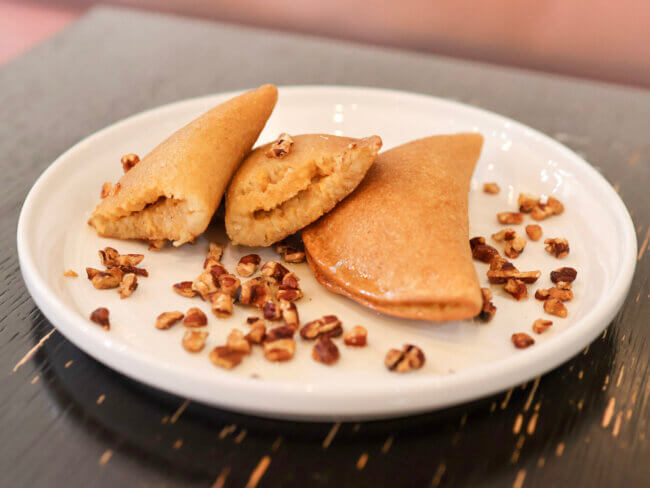 Restaurant week Asali's Sweetpotato Cream Atayef (Middle Eastern pancake).