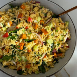 Orzo and Sweetpotato Salad with Dijon-Maple Dressing